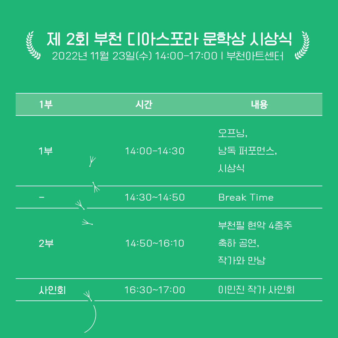 제2회 부천디아스포라문학상 시상식에 당신을 초대합니다